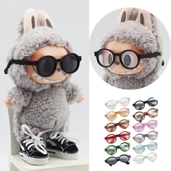 Plüsch 1/3BJD Puppenbrille Zubehör Runder Rahmen Miniaturbrille Klare Linse Brillen 6,5/9 cm für Labubu BJD Puppenzubehör