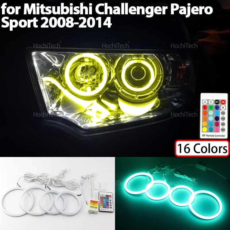For Mitsubishi Challenger Pajero Sport 2008-2014 16-Color Cotton Light Rings Led Angel Eyes Car Headlight Daytime Running Lights