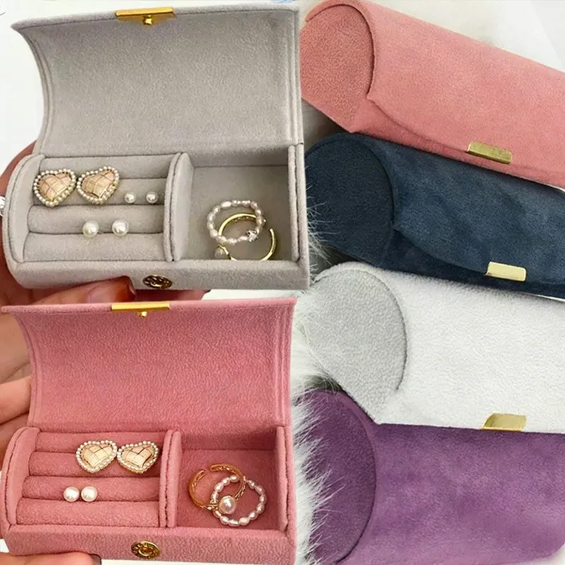 

Fashion Arch Suede Surface Jewelry Storage Box Solid Portable Rings Earrings Necklace Luxury Exquisite Velvet Organizer Case