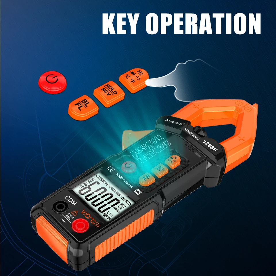 Aicevoos Smart Digital Clamp Meter AC DC Voltage Tester Auto Rang 600A Current Clamp True RMS Multimeter Ammeter Ohm Capacitance