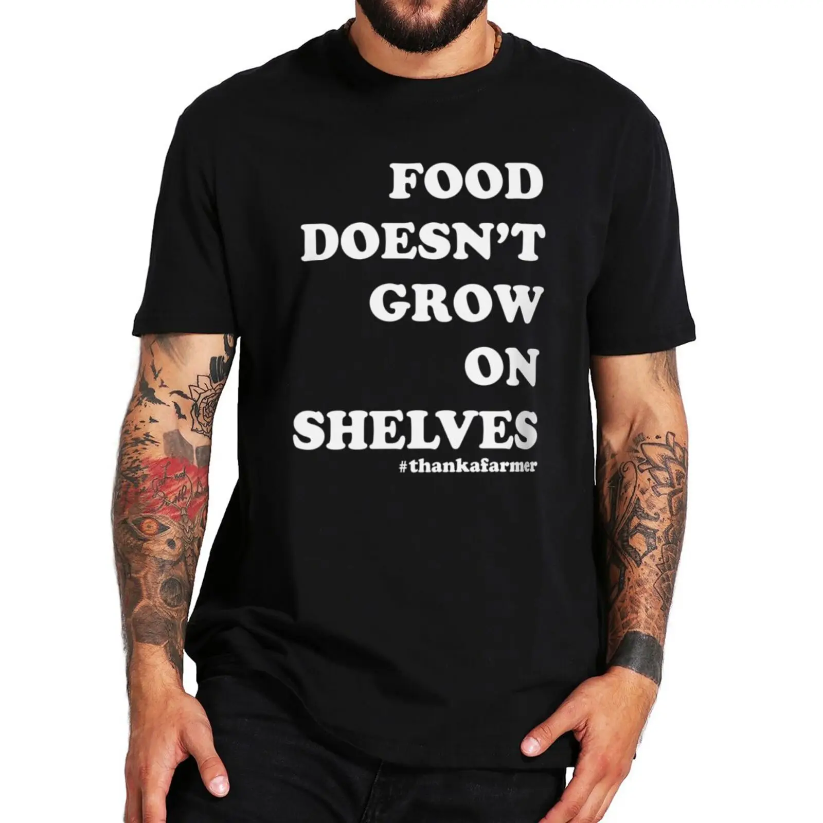 Essen wächst nicht in Regalen danke einem Bauern T-Shirt lustige Zitate Landwirtschaft Farm Geschenk Tops weiche Unisex 100% Baumwolle T-Shirts EU-Größe