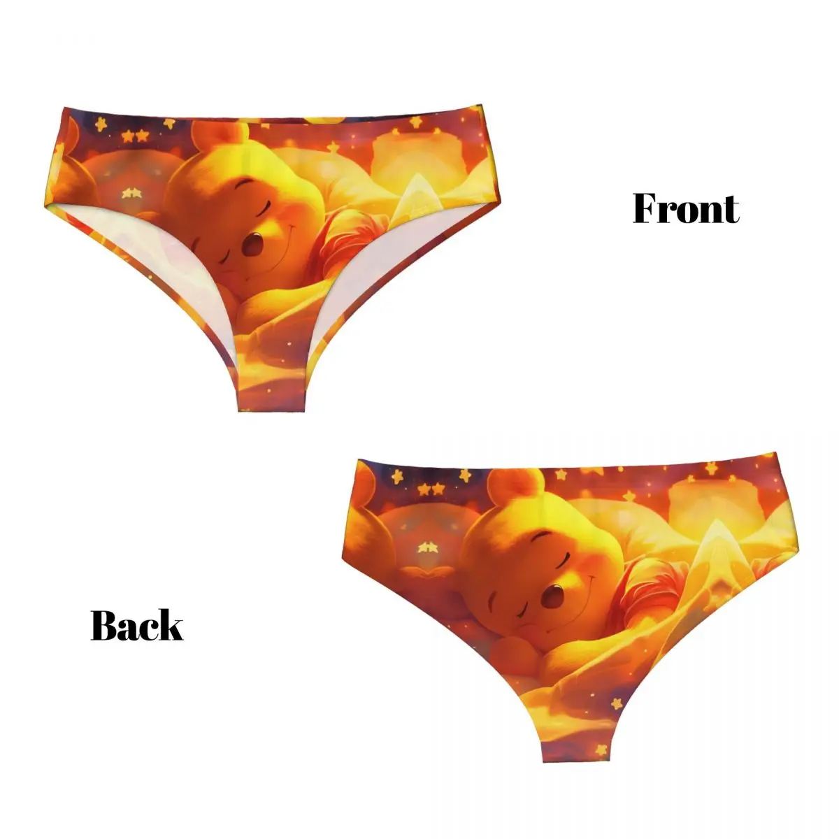 Custom Women's Winnie Pooh Teddy Bear Sleep Panties Underwear Female Comfort Cartoon Briefs Underpants