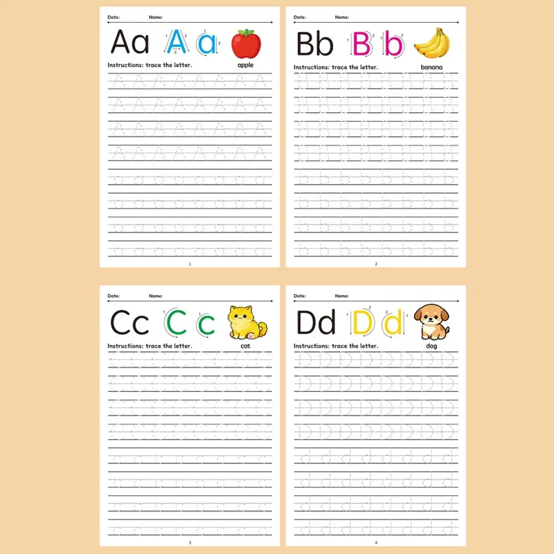 Arbeitsbuch mit ABC- und englischen Zahlen, Handschrift-Übungsbuch für Kinder im Vorschulalter, Kalligraphie zur Entwicklung Mathematik- und Buchstabenfähigkeiten – Detail 6
