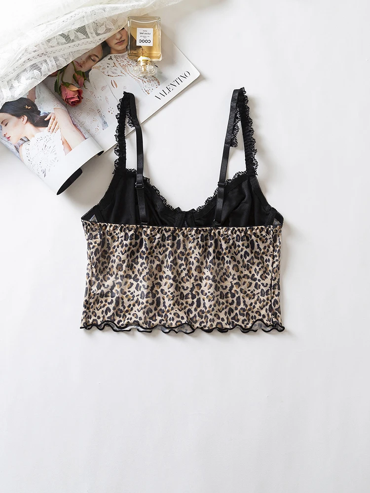 Vintage Leopard Print Tops For Women Y2K Sleeveless Tank Summer Backless Mini Vest European and American Spicy Girl Style