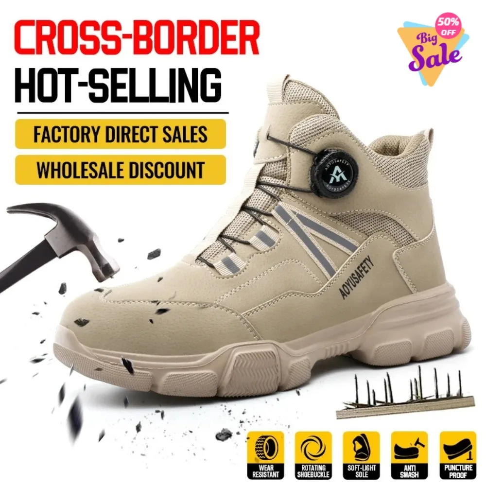 

AOYU48 Size Unisex Work Safety Shoes Steel Toe Cap Light Breathable Sneaker For Men Anti-smash And Anti-puncture Safety Sneakers