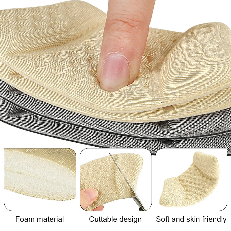 1 paio di piedini antiusura di dimensioni regolabili inserto per cuscino sottopiede per tallone sottopiede di mezza taglia soletta per scarpe con tacco alto adesivo posteriore