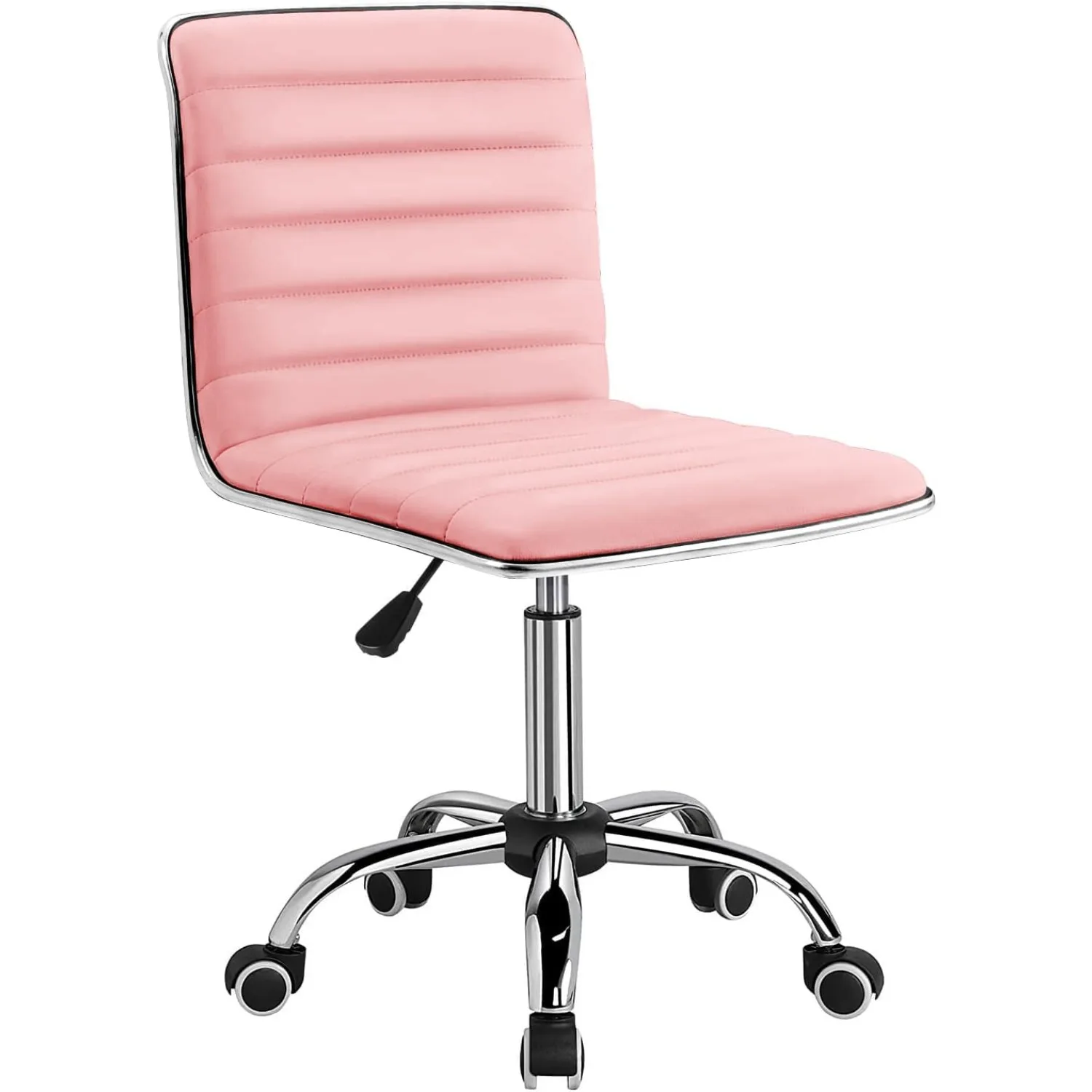 

Mid Back Task Chair,Low Back Leather Swivel Office Chair,Computer Desk Chair Retro with Armless Ribbed (Pink)