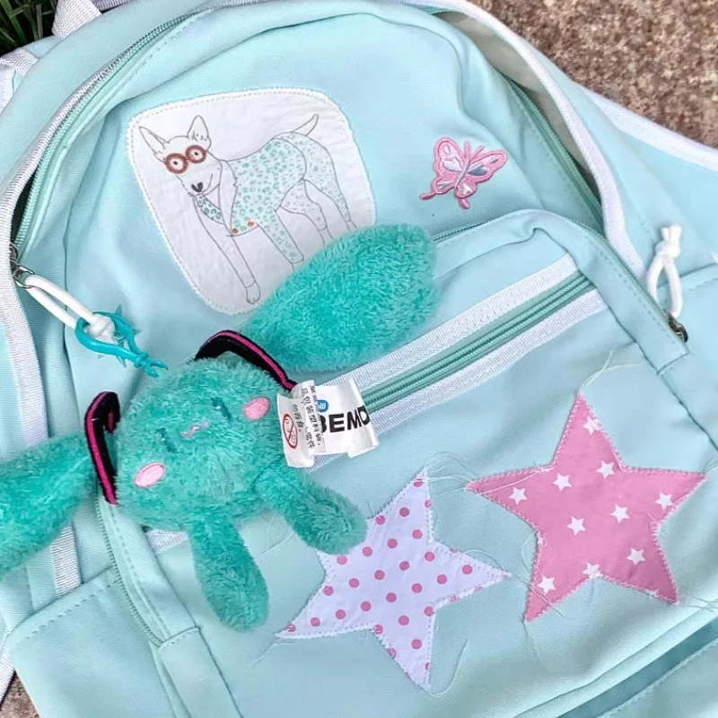 Cartoon Dog Patchwork Star Backpacks Students Girls Sweet Casual Y2k Kawaii Schoolbags Portable High-capacity Backpack for Women