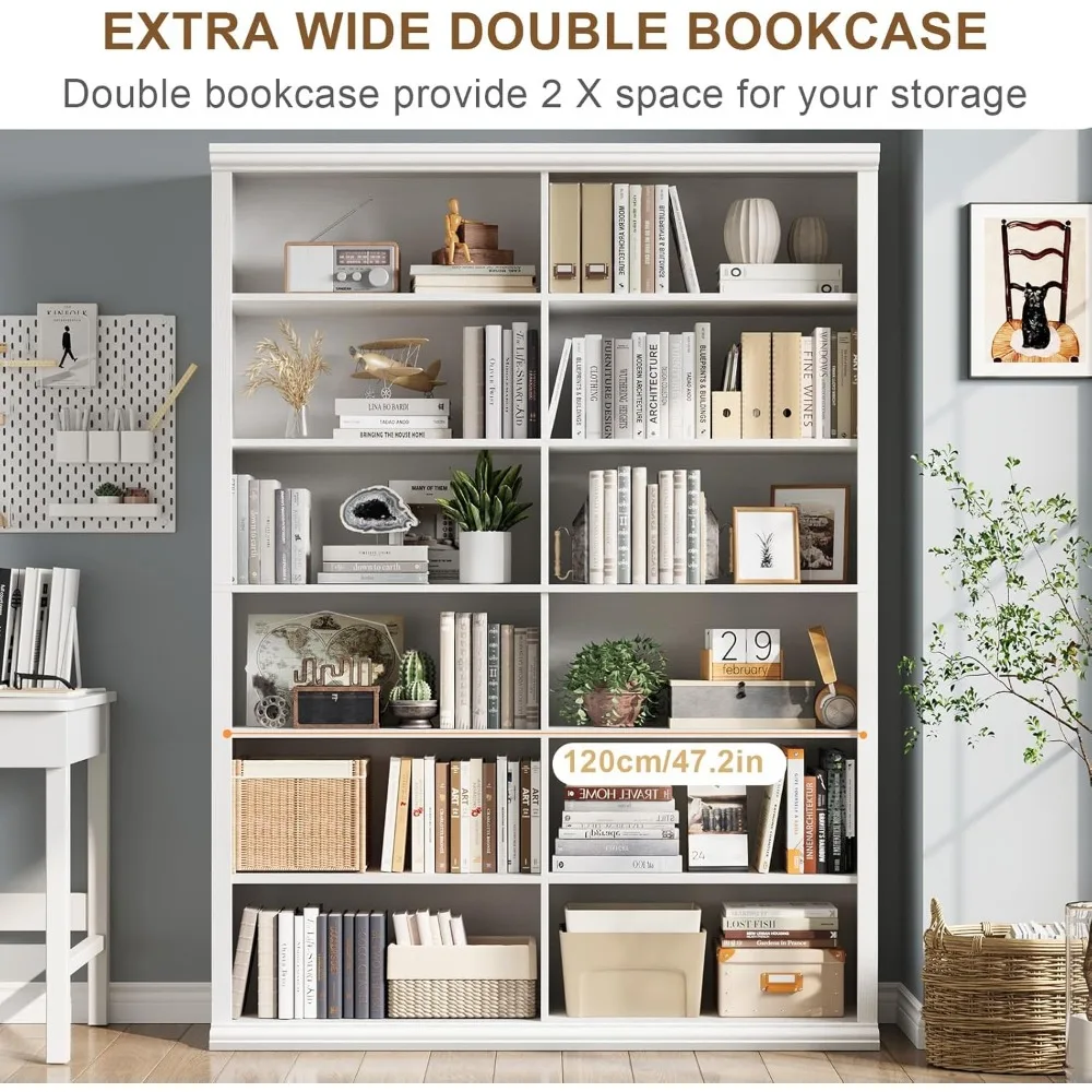 Extra Large Wooden Bookshelf – Double Storage Elegant Design 6