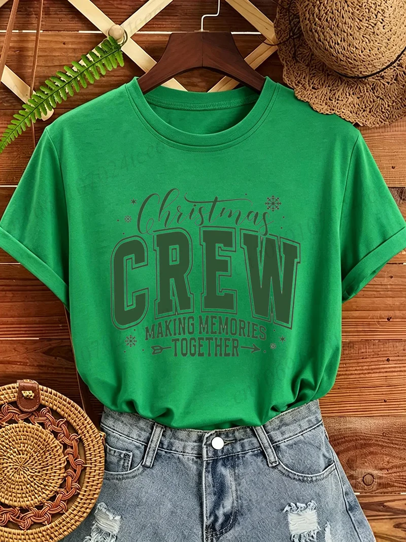Christmas Crew Making Memories Together T‑Shirt Women Men Retro Green Letter Print Top Family Matching Outfit Holiday Xmas Tees