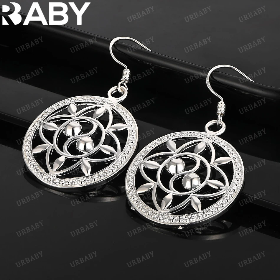 

URBABY серьги из стерлингового серебра 925 пробы, полые круглые серьги-капли для женщин, ювелирные изделия, модная вечеринка и повседневная одежда