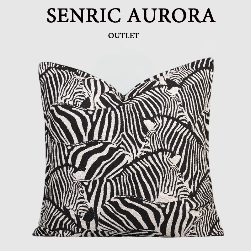 Design Luxury Cushion Cover 45x45cm Black Zebra Square Pillowcase For Home Hotel Bed Living Room Sofa