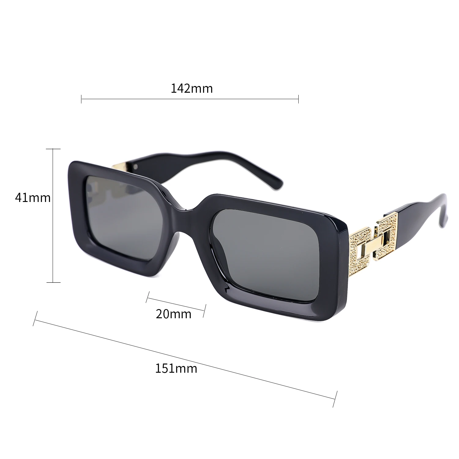 Women Square Rainbow Gradient Sunglasses H Shape Metal Decor Oversized Fashion Shades UV400 Outdoor Party Eyewear