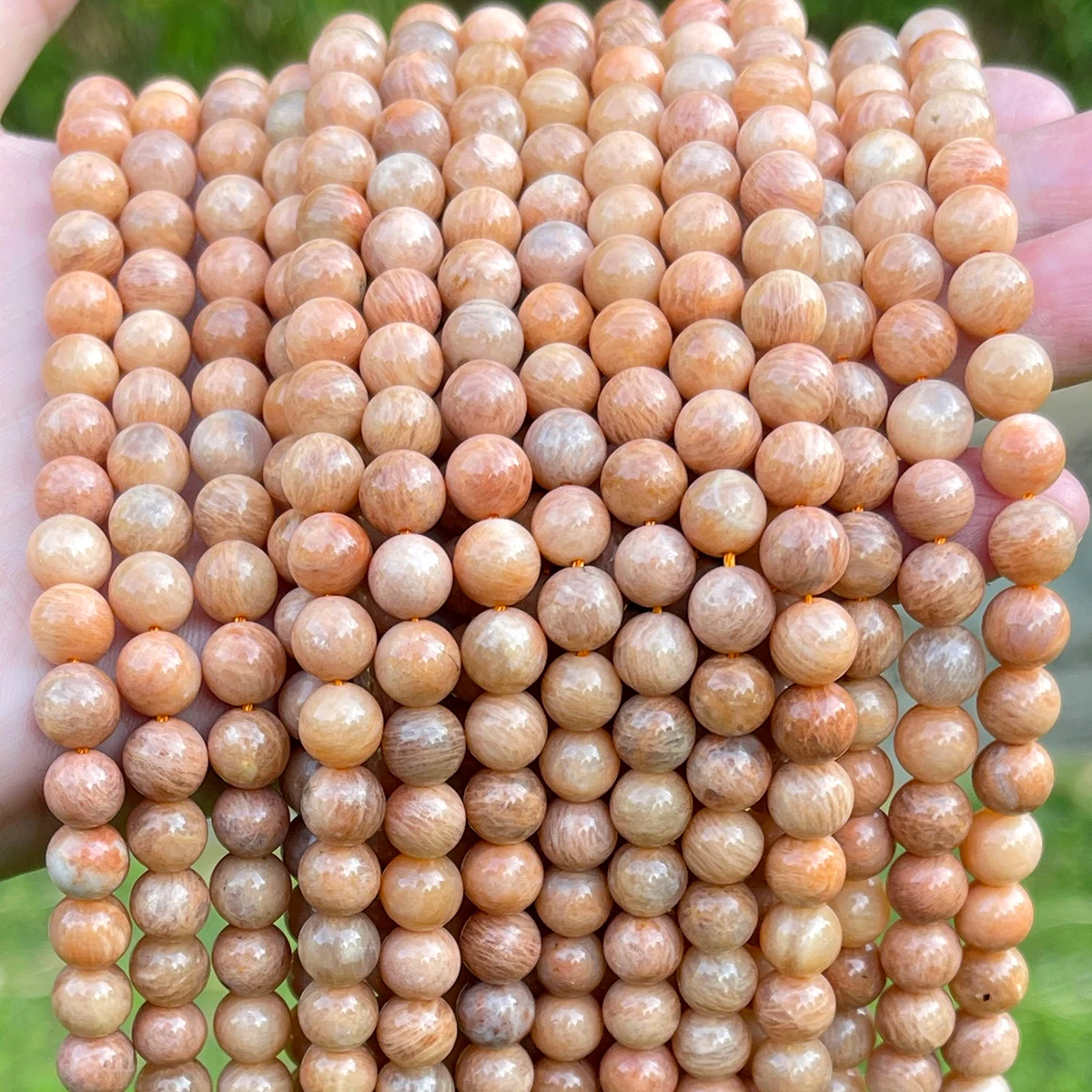 JD Natural Red Amazonite Loose Beads Polished Round Gemstone Beads for DIY Bracelet Necklace Earring Jewelry Making