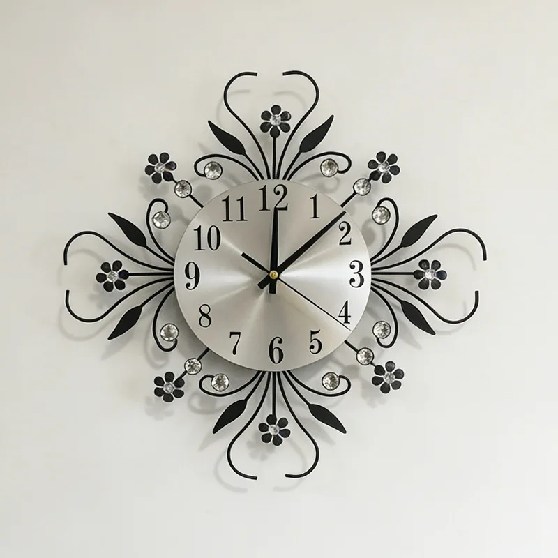 Cross-border explosion Small size wrought iron clock Wall clock Living room stylish simple decoration Home silent Internet