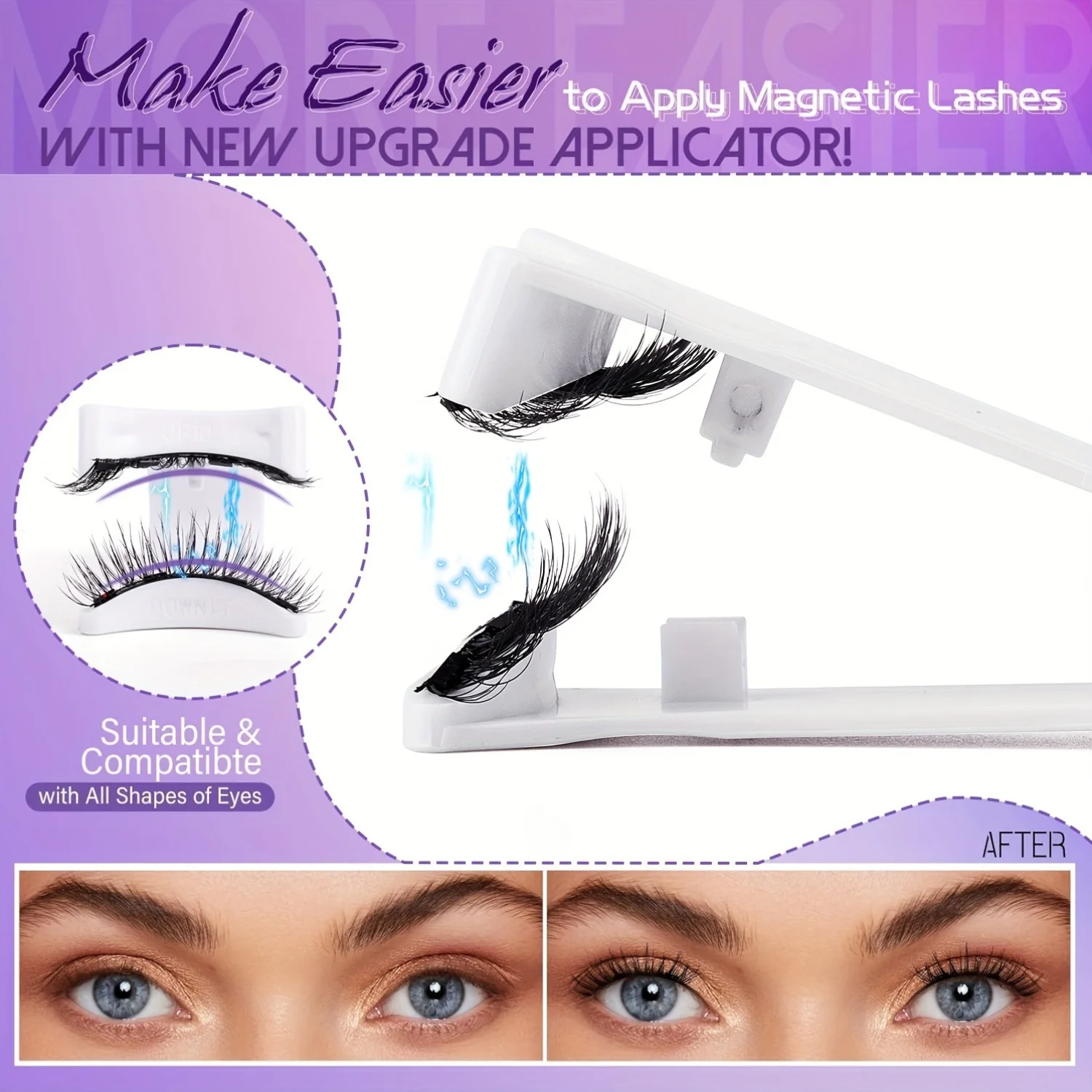 Magnetic adhesive false eyelashes set, reusable, easy-to-use false eyelashes extension tool, natural curler, false eyelashes wit