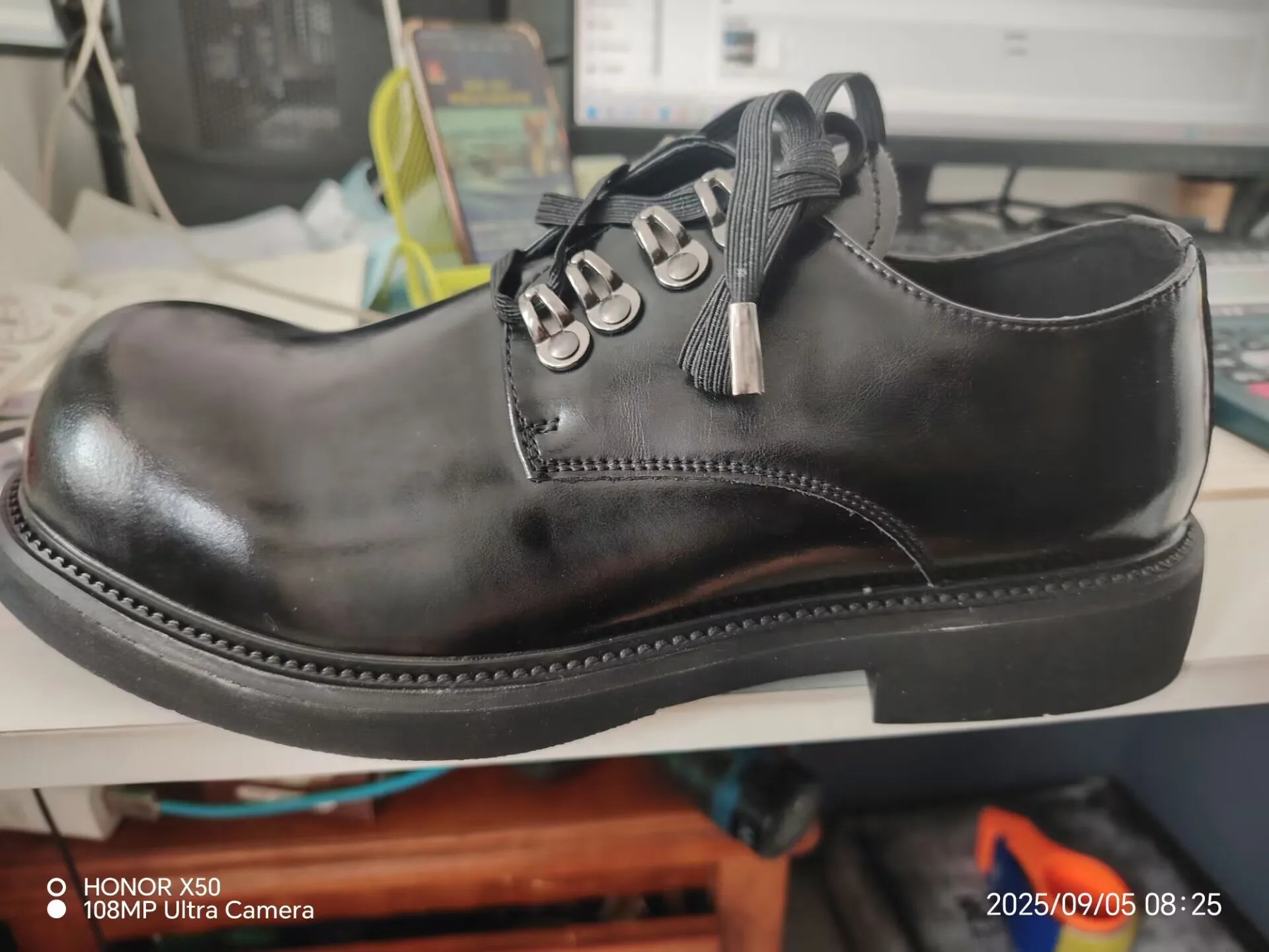 2025 Washed Leather Big Head Men's Casual British Style Young People Niche Versatile Working Derby Shoes