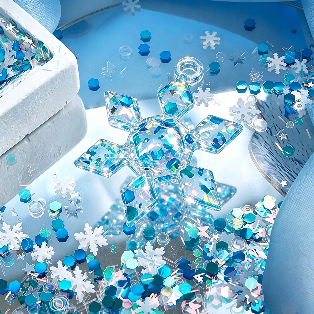 5g Blue White Snowflakes Sequins For Epoxy Resin Mold Filling Christmas Day Stars Glitter Resin Shaker Fillers Xmas Gifts DIY