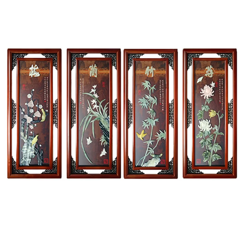 

Hanging Chinese new solid wood background wall Meilan bamboo national style Meilan bamboo chrysanthemum