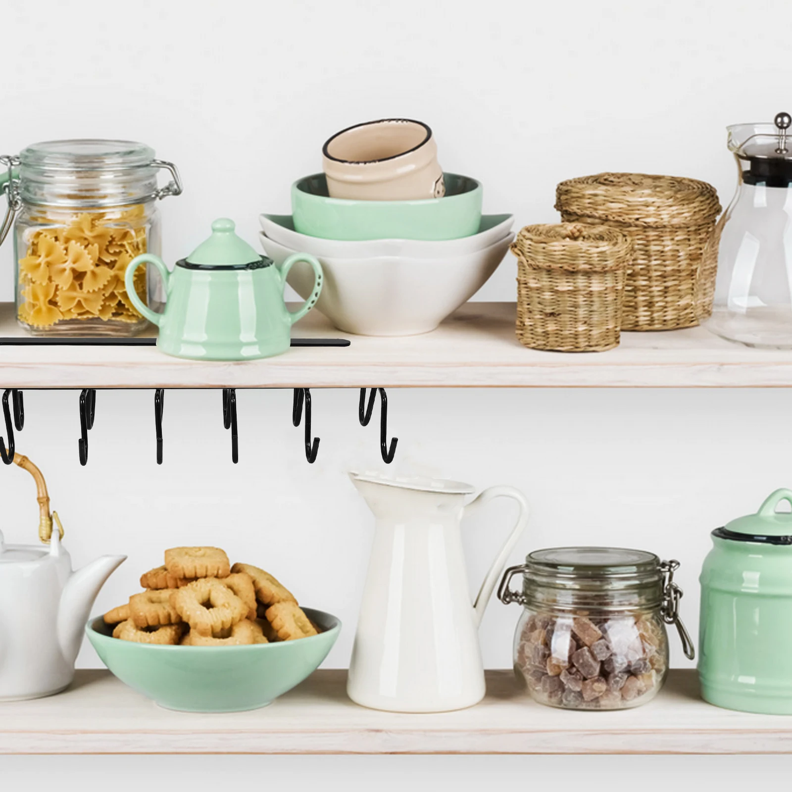 

Hook Cup Holder No Drilling Hanger Kitchen Hooks Mug Rack Under Cabinet Coffee Utensil Iron Baby for