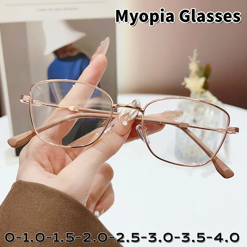 

Anti-blue Light Eye Protection Cat-eye Metal Myopia Glasses for Women Luxury High Quality Comfortable To Wear Eyewear 0 To -4.0