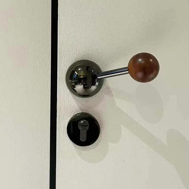 Half interior door lock bedroom minimalist original design silent magnetic room door lock walnut