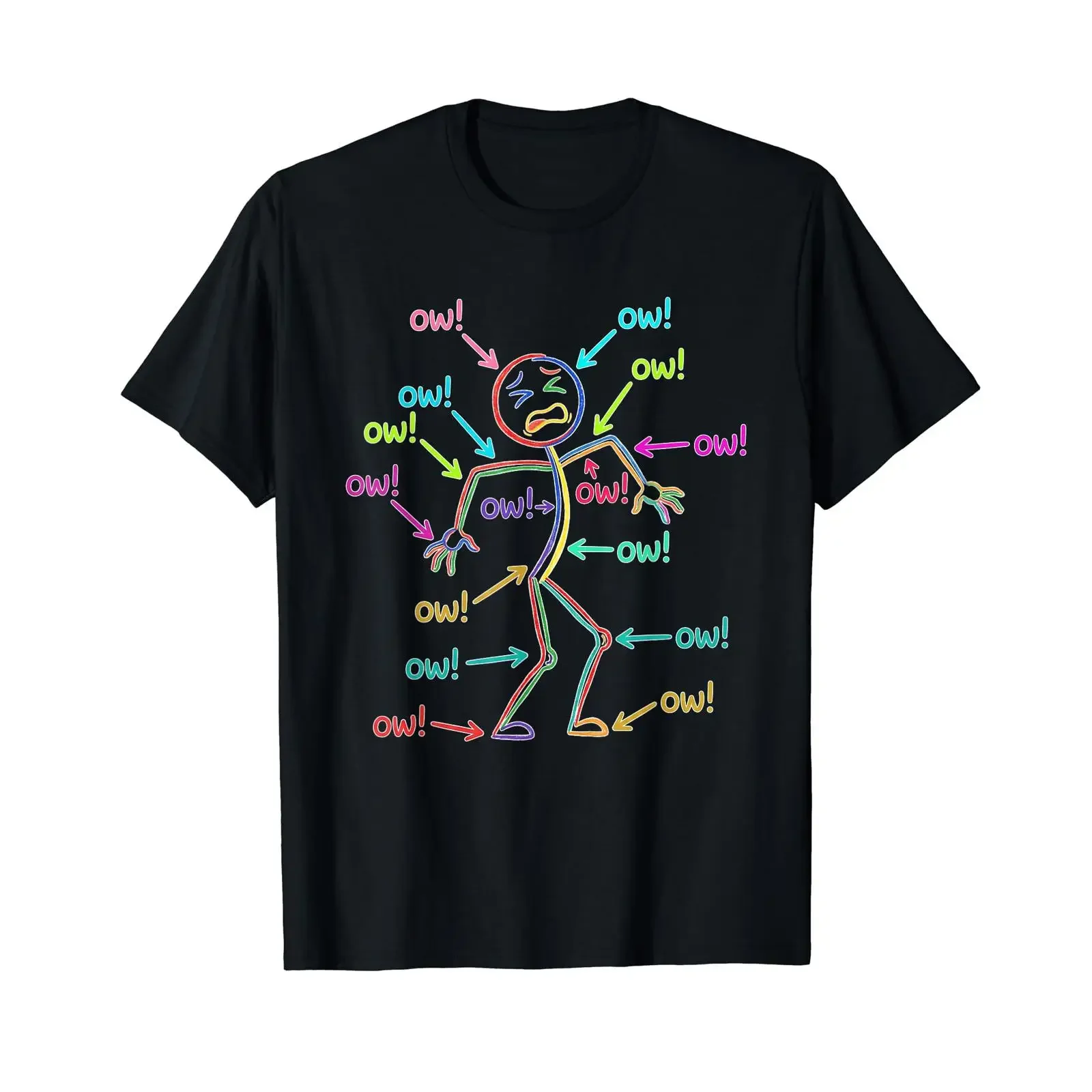 Funny Ow My Body Aches Stick Figure Chronic Pain Meme Preisgünstiges Grafik T Shirt vintage Washed Slightly Soft streetwear