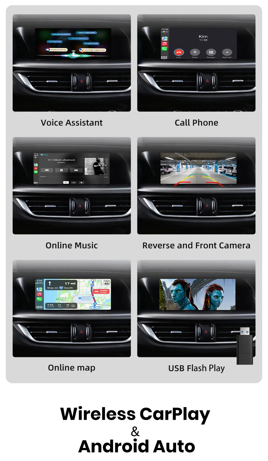 Junsun Wireless CarPlay Android Auto Interface Adapter für Alfa Romeo Stelvio Giulia 2017-2020 AirPlay Mirror Link Funktionen – Detail 2
