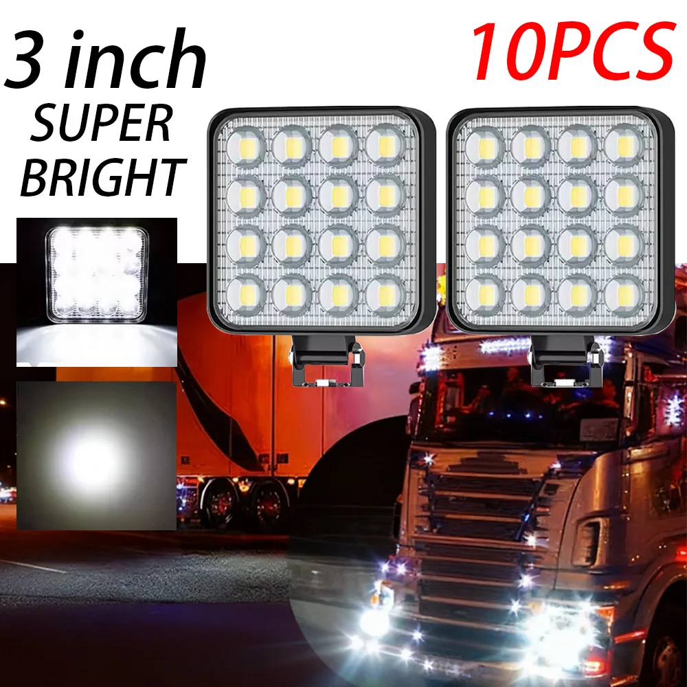 

YIGEDENG-10PCS Автомобильный светодиодный рабочий фонарь 48 Вт постоянного тока 12/24 В 6000 К Белый Универсальный грузовик Авто Лампы мотоцикл Авто Грузовик Внедорожный