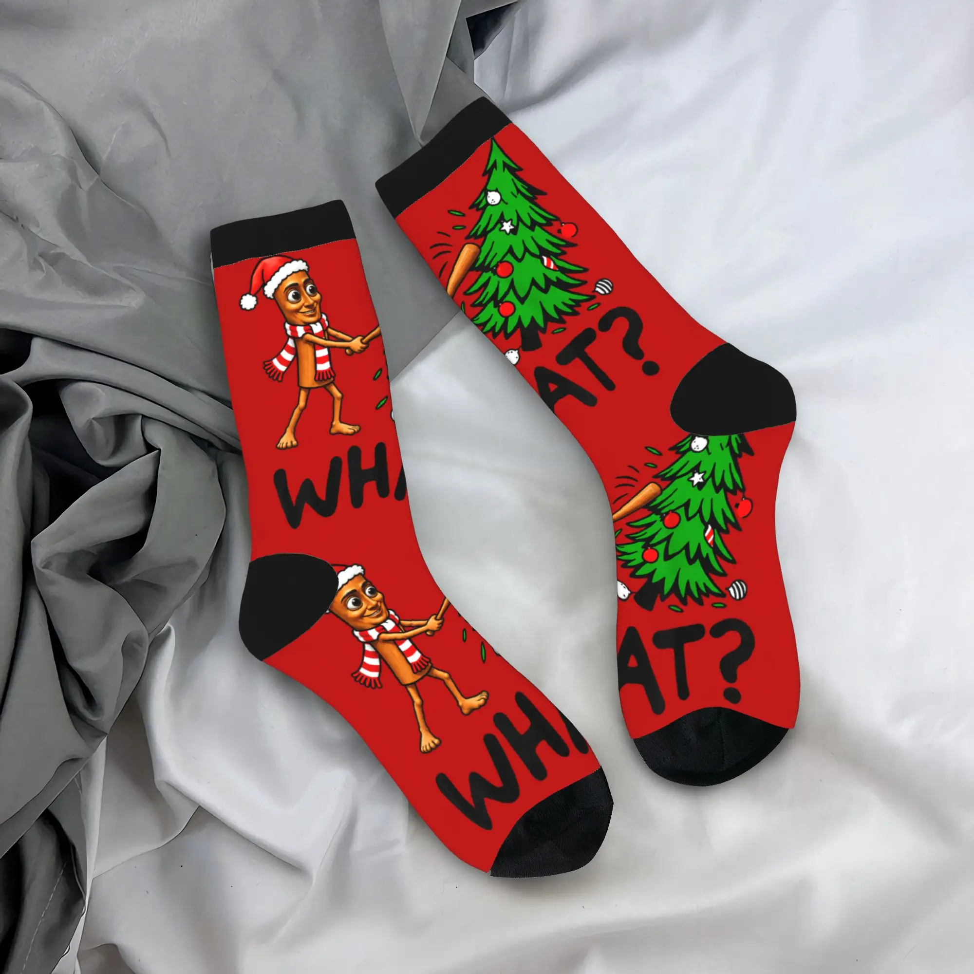 Winter Warm Crazy Design Women Men Funny Tung Tung Sahur Pushing Christmas Tree What Socks  Breathable Sports Socks