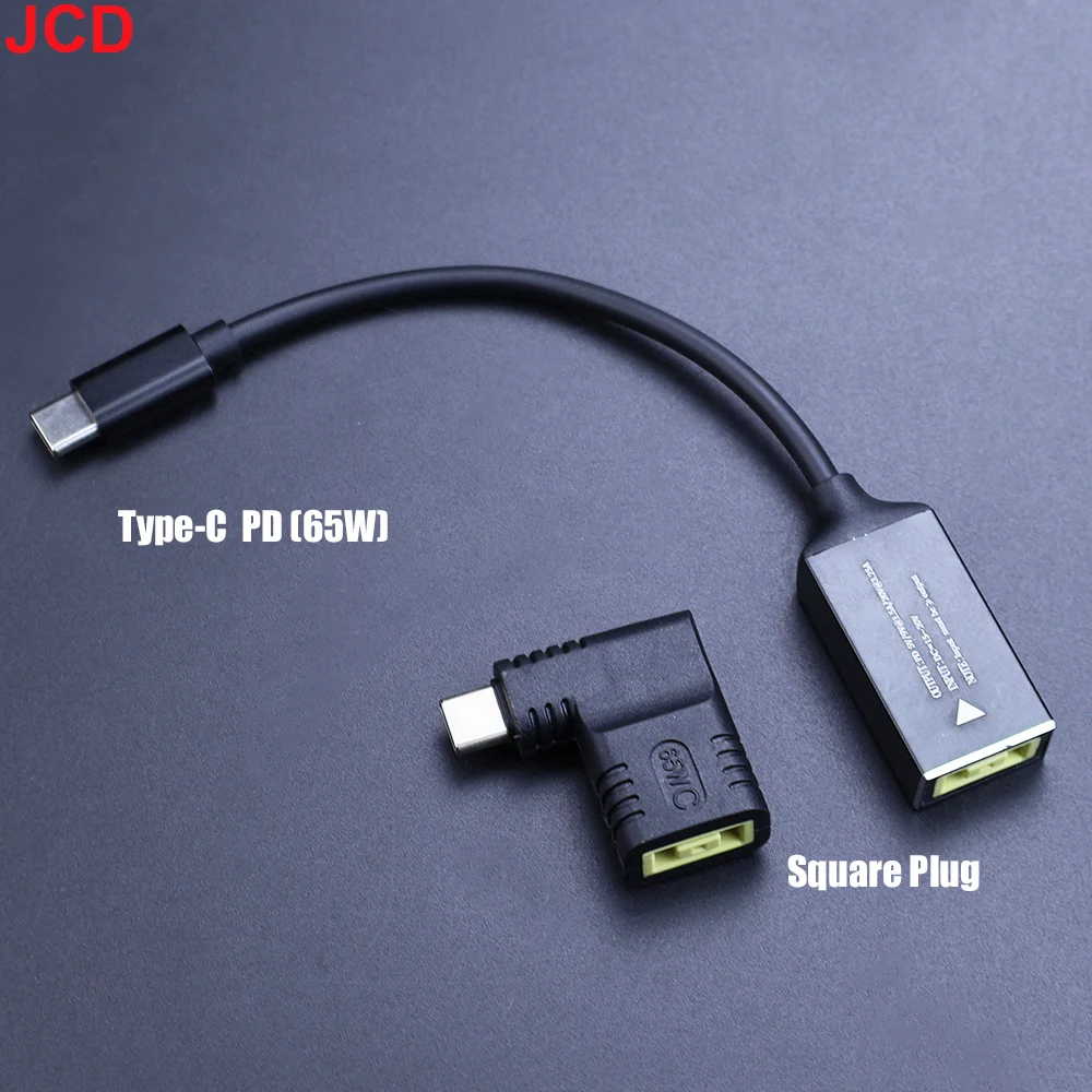 

JCD 65W USB Type C PD Fast Charging Cable for Lenovo Laptop Charger Dc Square Plug to Type C PD Adapter Converter for MacBook