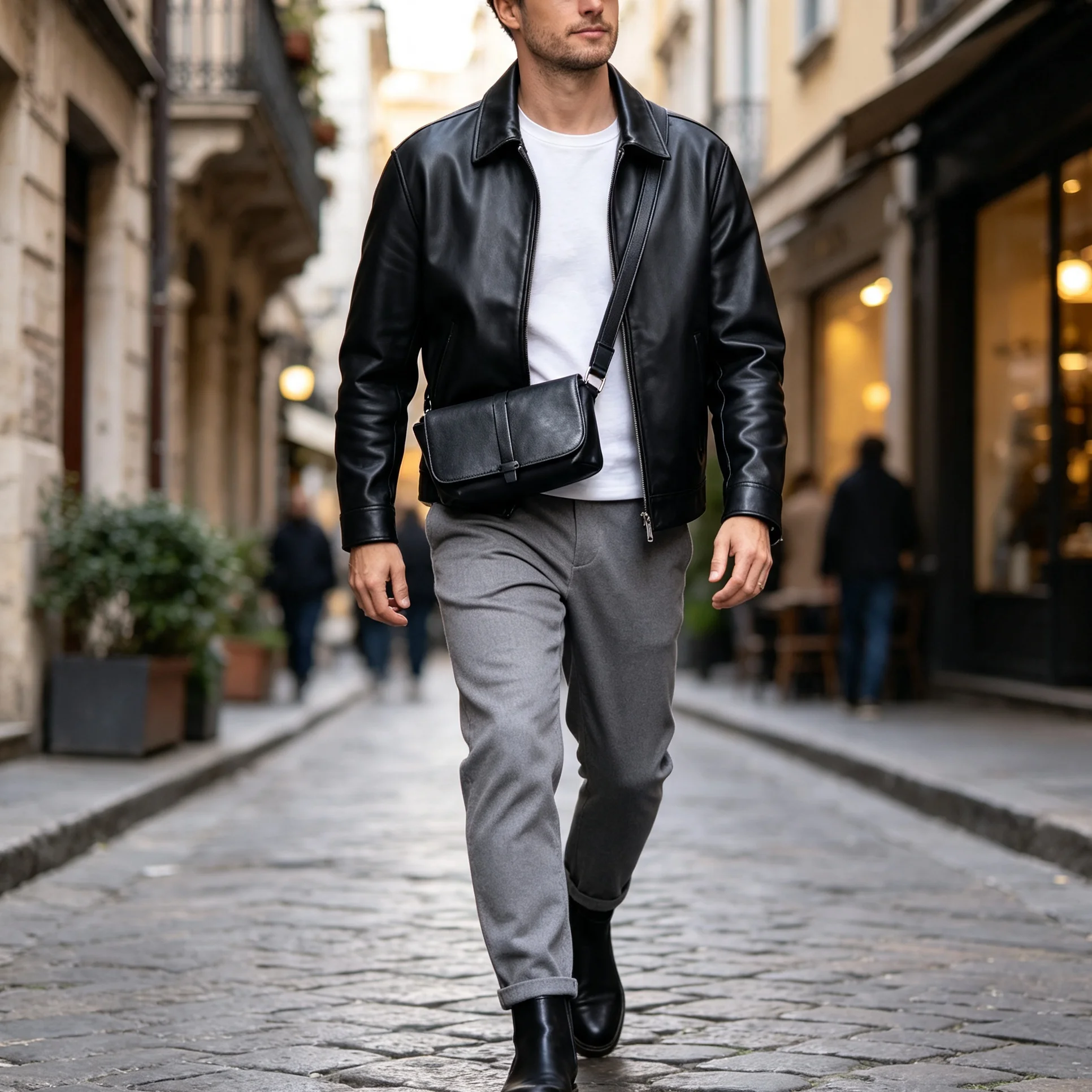 Echte Leder-Umhängetasche für Herren, Kleine Crossbody-Tasche, Schultertasche aus hochwertigem, pflanzlich gegerbtem Leder, Modischer Casual-Stil – Detail 4