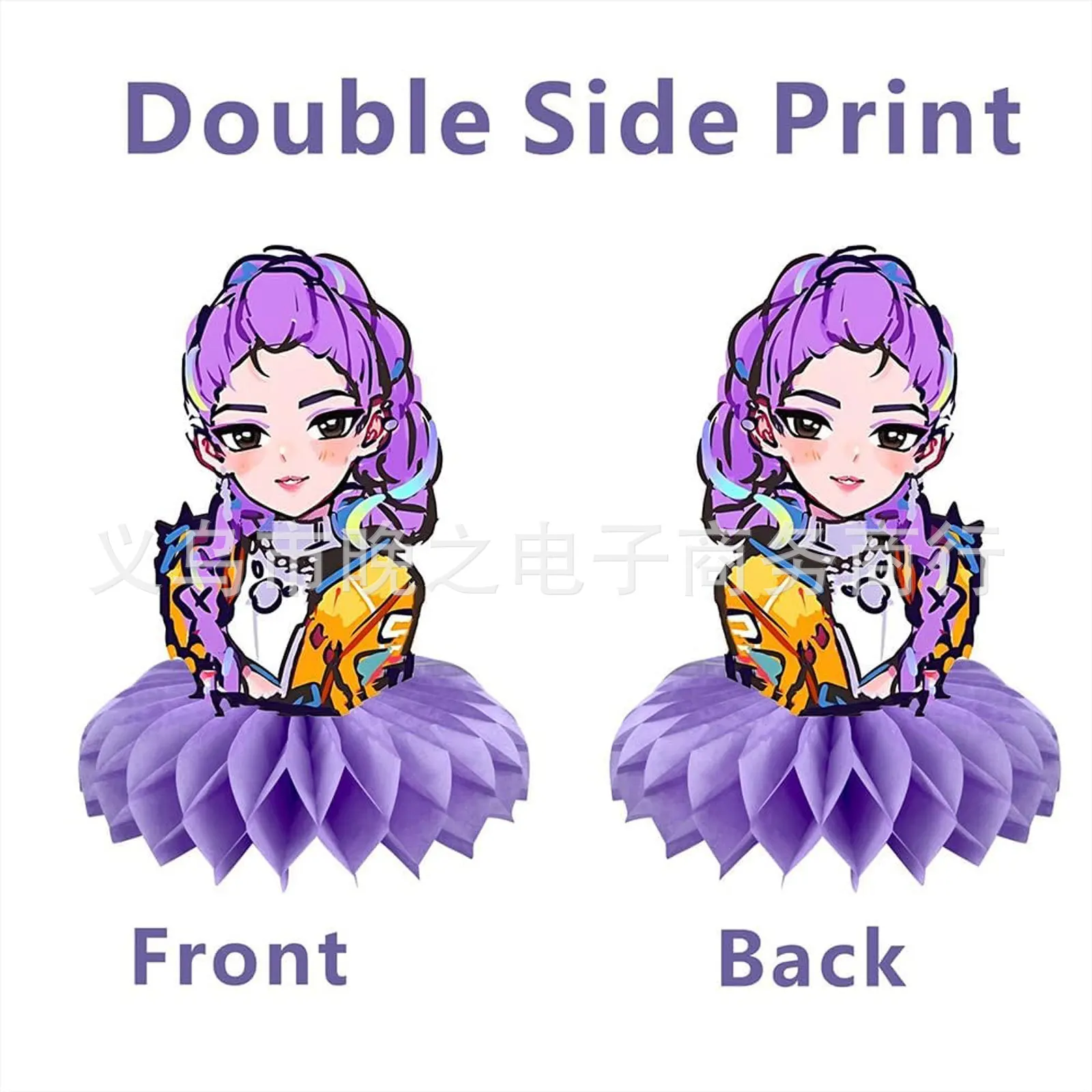 KPOP Comic Demon Hunter Girl Group Theme Ornamento a nido d'ape Decorazione da tavolo per feste di compleanno per cacciatori di demoni