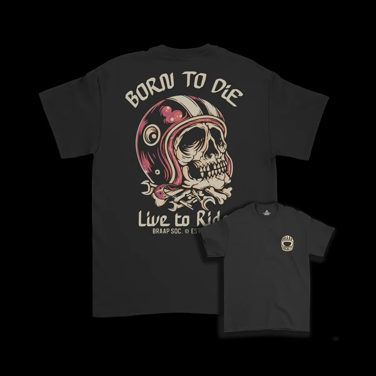 T-shirt en coton avec image de crâne de moto rétro, marque Born To Die, Live To Ride, pour hommes et femmes, Streetwear d'été