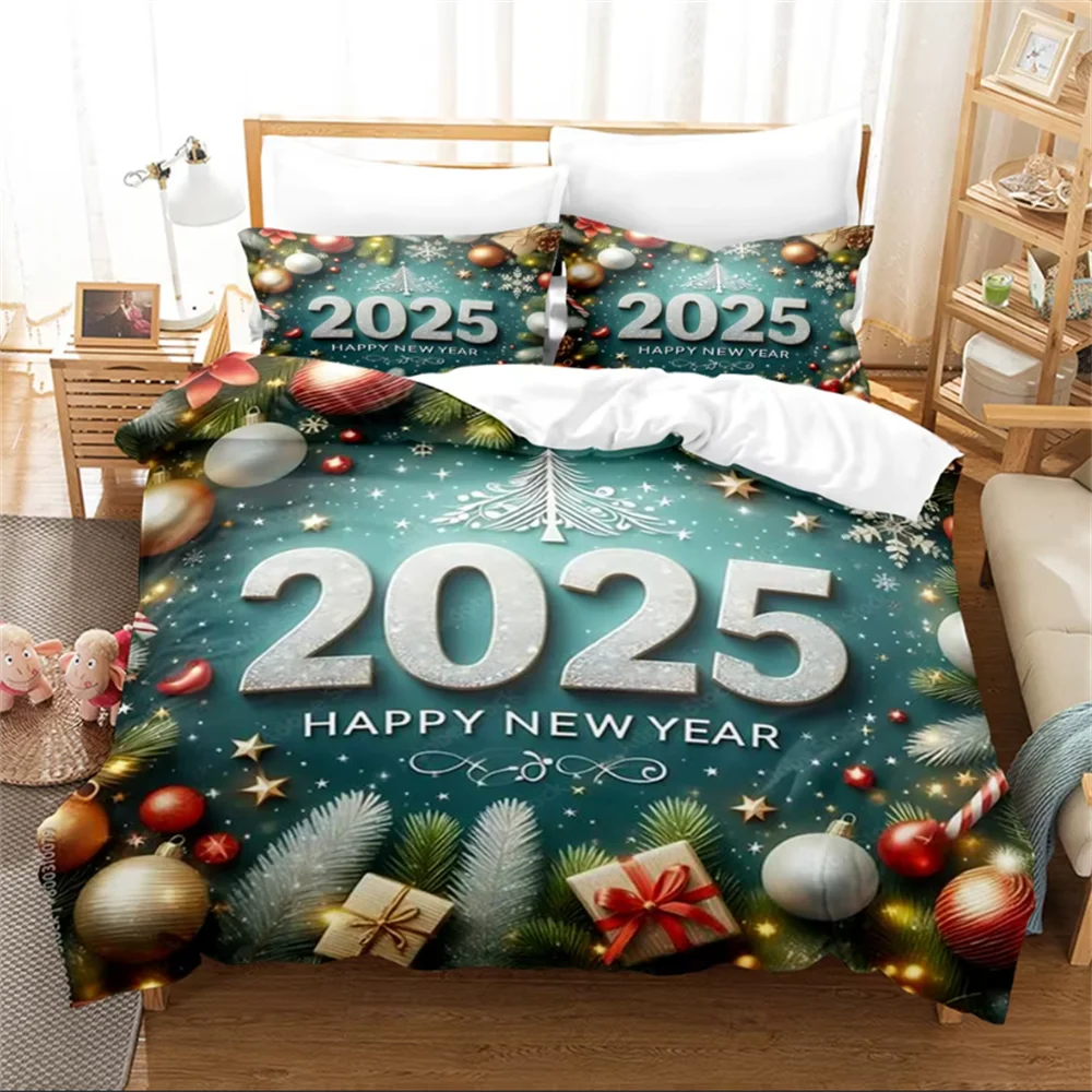 3pcs Fashion Duvet Cover Set, Plaid Christmas Gnomes Print Bedding Set, Soft Comfortable Duvet Cover, For Bedroom, Guest Room