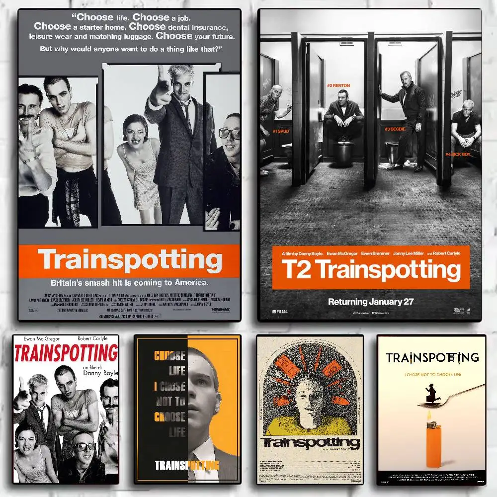 Trainspotting-Póster de película clásica HD, decoración del hogar, pared adhesiva, impermeable, para el hogar, sala de estar, Bar, decoración estética