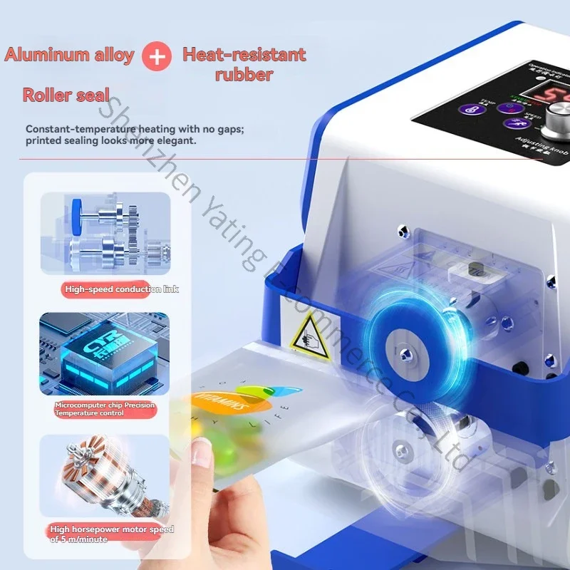1PC 220V Plastic Bag Sealing Machine Commercial Small Continuous Automatic Sealer Snack Baking Bag Edge Banding Machine