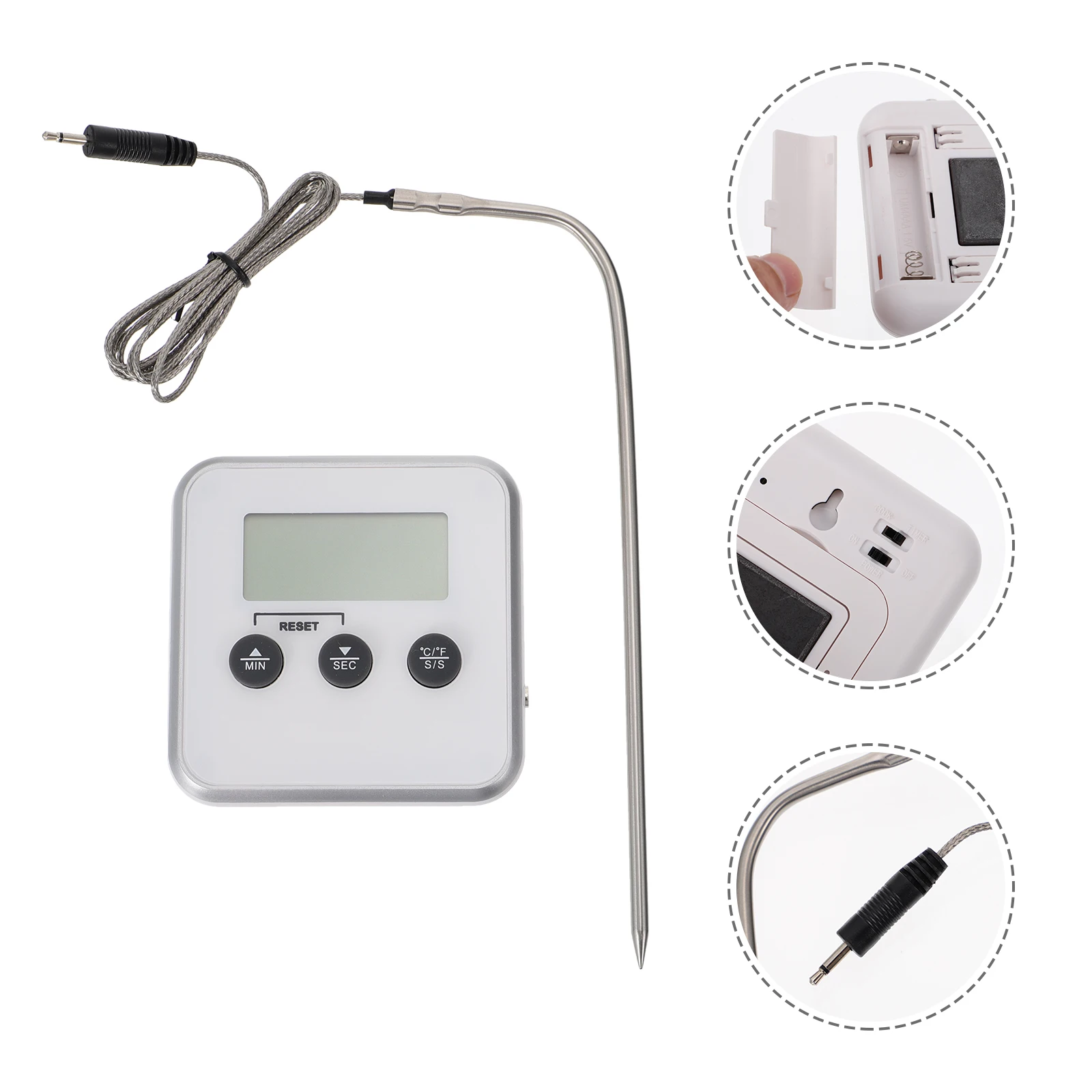 

Digital BBQ Thermometer Meat Cooking Food Alarm Celsius Fahrenheit Wall Mount Desktop Magnetic Grilling Baking Kitchen Tool