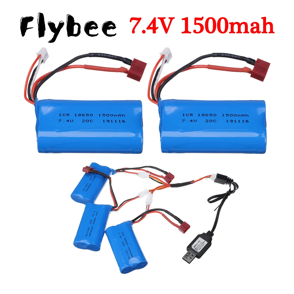 7.4 V 1500 mAh يبو البطارية T المكونات ل wltoys 12428 12423 12401 12402 12403 12404 1/12 مركبة يتم التحكم بها عن بُعد 18650 7.4 V 1500 mah بطارية