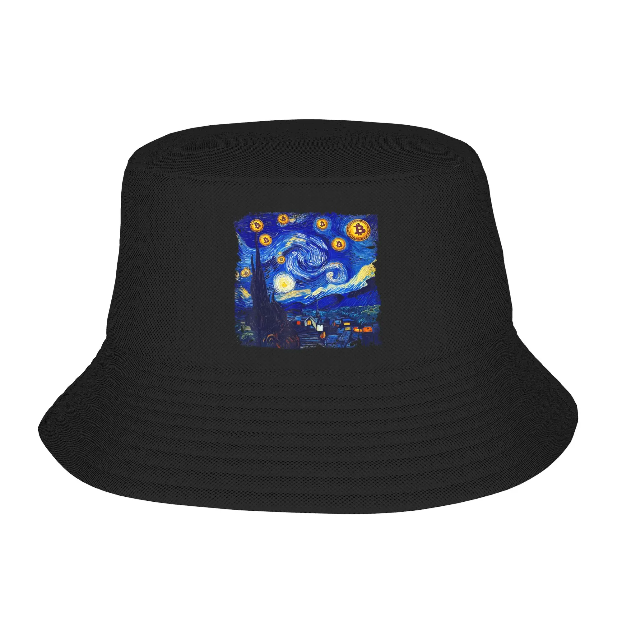 Bitcoin Crypto Bucket Hat  Outdoor Fisherman Caps Personality Vacation Visor Hats For Men Women Fashion Graphic Cap