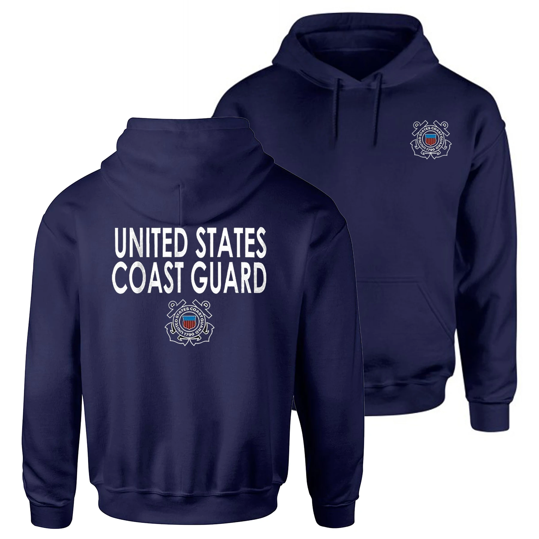 US Coast Guard Pullover Hoodie Comfortable Cotton Casual Mens Sweatshirt Military Streetwear