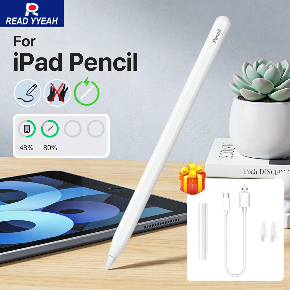 

Магнитный стилус 2-го поколения для iPad с беспроводной зарядкой и быстрой зарядкой через USB-C для iPad Air 4/5, Mini 6, Pro 11/12.9
