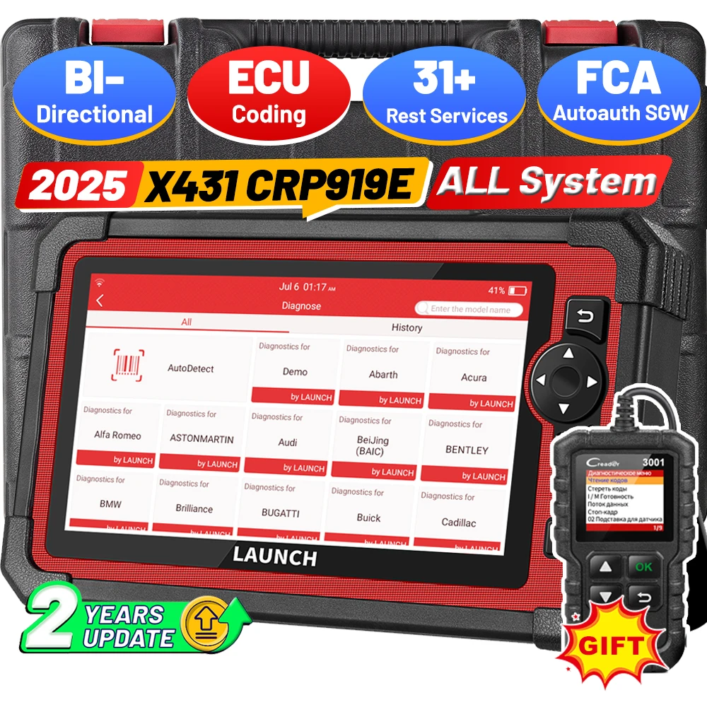 LAUNCH X431 CRP919E Elite OBD2 Scanner All System Bidirectional diagnostic Tool CAN FD DoIP ECU Coding 31+ Service FCA Autoauth