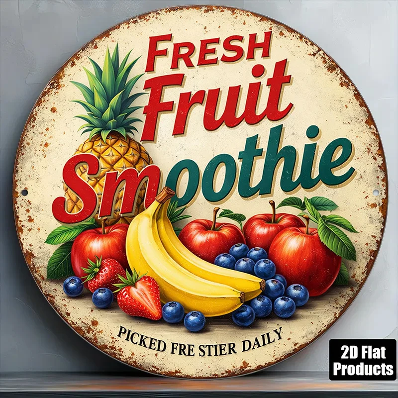 2D Flat - 1pc 8*8In/20X20Cm 2D Flat Round Sign, Vintage Plaque about 