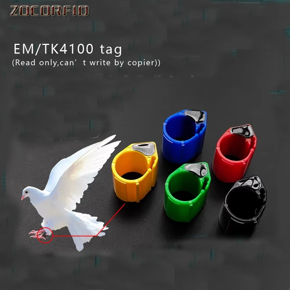 100pcs/lot 125kHZ TK4100 RFID Pigeon Ring Tag Animal RFID Foot Ring Band Racing Tags