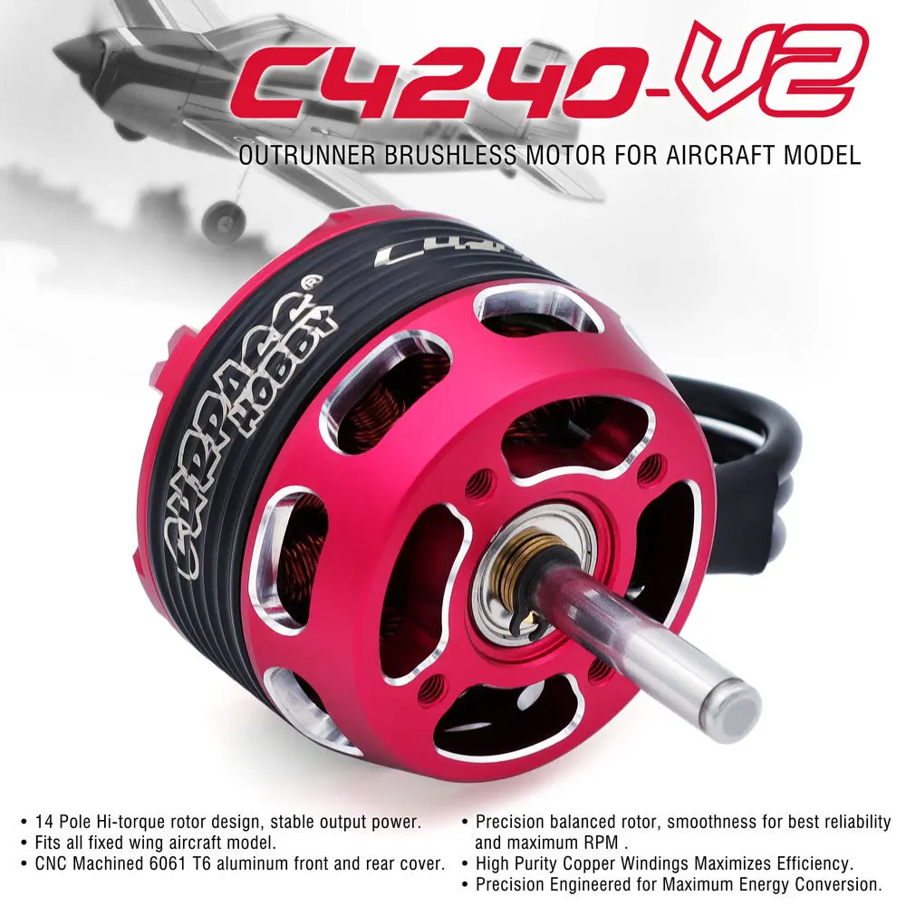 

Upgraded SURPASS HOBBY C4240 C4250 C4260 V2 14-Level Brushless Motor For Fixed-Wing Aircraft