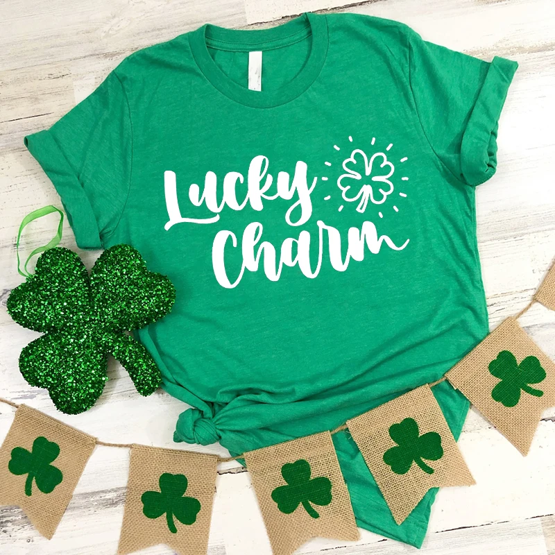 Lucky Charm Shirt Shamrock Aesthetic Clothes St Patricks Day Family Matching Shirt Lucky Shirts Patrick Day Lucky Tee Vintage