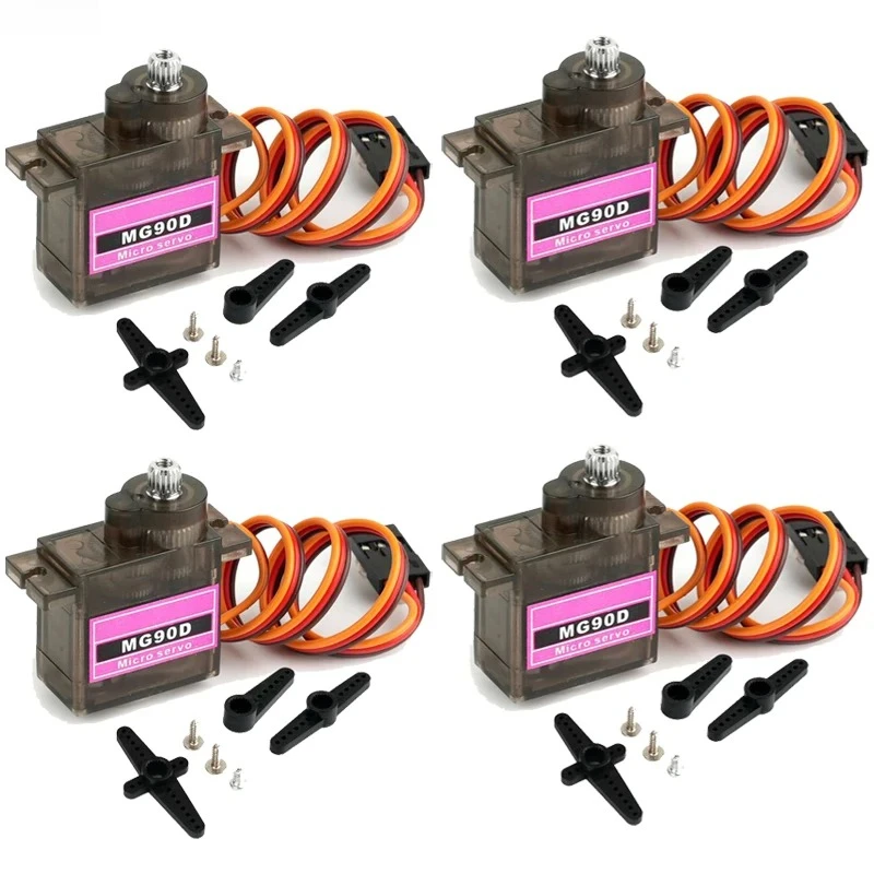 

4PCS MG90D 9g Micro Servo Motor High Torque Bearing Upgrad MG90S 180/270/360 For RC Cars Plane Helicopter Airplane 450 Drone Toy