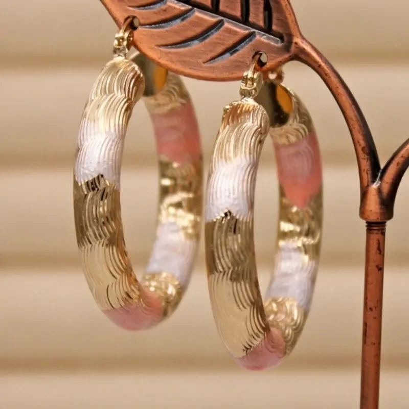 Golden Hoop Earrings Bohemian Style Alloy Earrings Exquisite Gift Women\'s Daily Casual Earrings