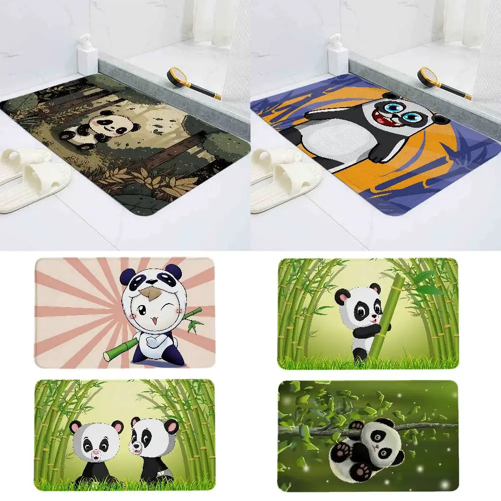 

Cute Panda Cartoon Floor Mat Home Durable Floor Mat For Entrance Bedroom Washroom Bathroom Doorways Absorbent Non-Slip Foot Mats